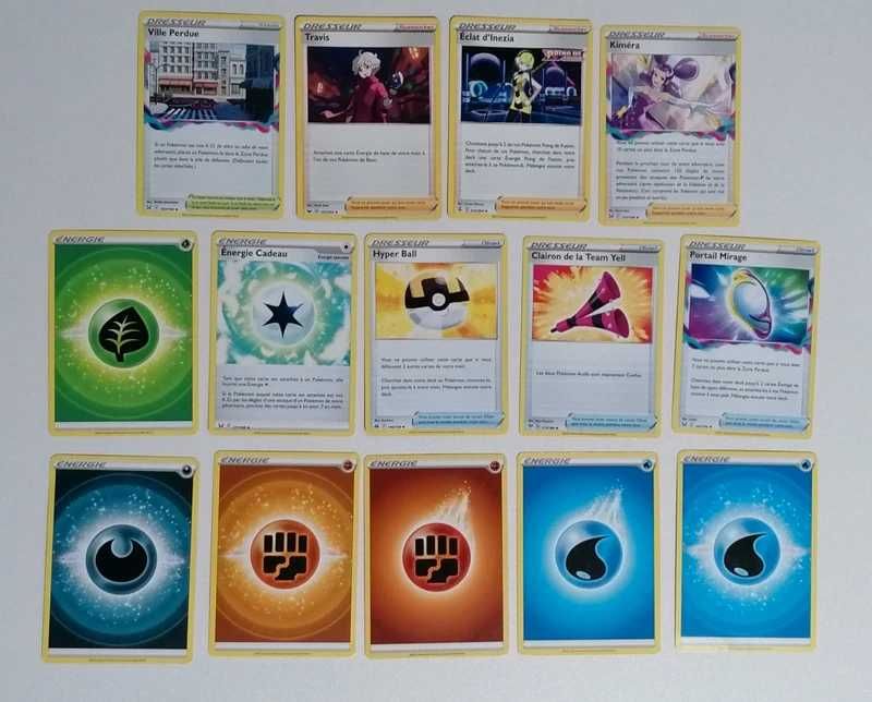 14 Cartas Pokémon Energias + Treinadores (Francês)