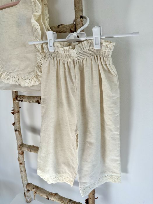 РОЗПРОДАЖ Лляний комплект з мереживом / 98,104,110,116,122 р розпродаж