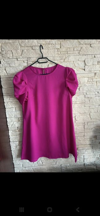 Święta Piekna sukienka fuksja trapezowa hit m L wyszczupla