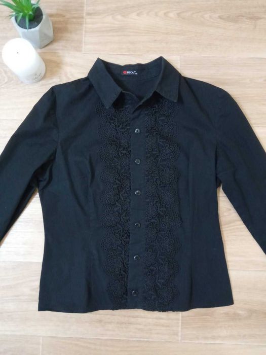 Жіноча бавовняна рубашка з кружевом р.46-48