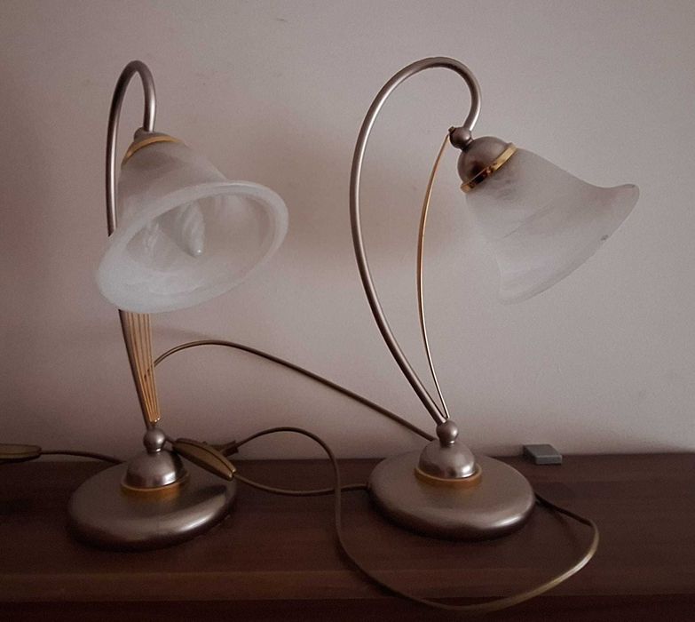 Candeeiros de mesa branco, metal, vidro