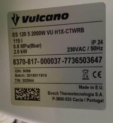 Termoacumulador vulcano 120L