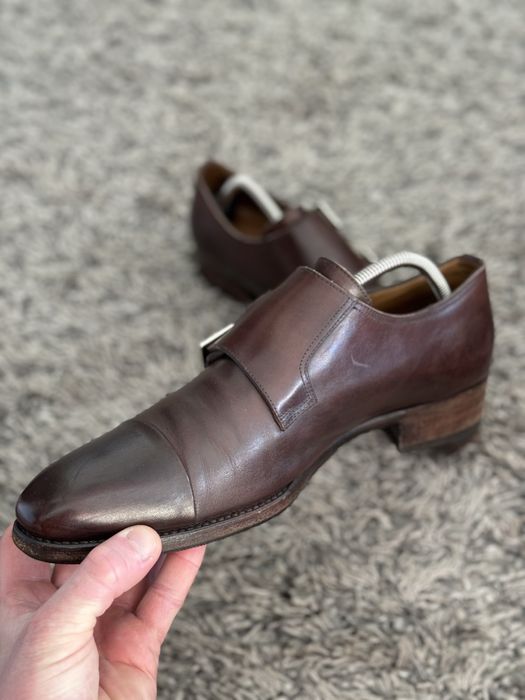 GRAVATI Mens Black Leather Derby Shoes size 7  41 26.5 см