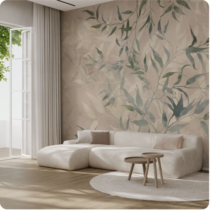 Fototapeta 240x400 liście na beżowym tle