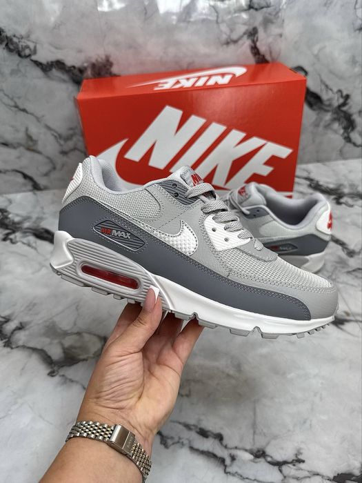 Кросівки Nike Air Max 90 Grey White Red•Найк Аір Макс (сірі), nike air max