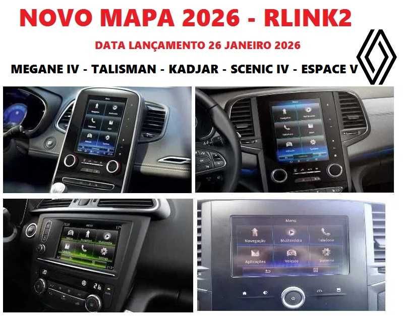 Mapas 2026 RLINK2 Renault Megane Scenic Kadjar Talisman +Android Auto