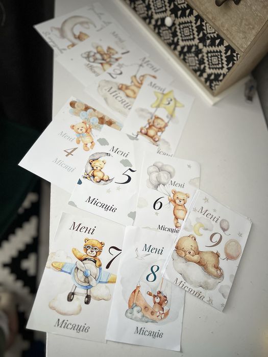 Картки для фото по місяцях, картки для щомісячних фото