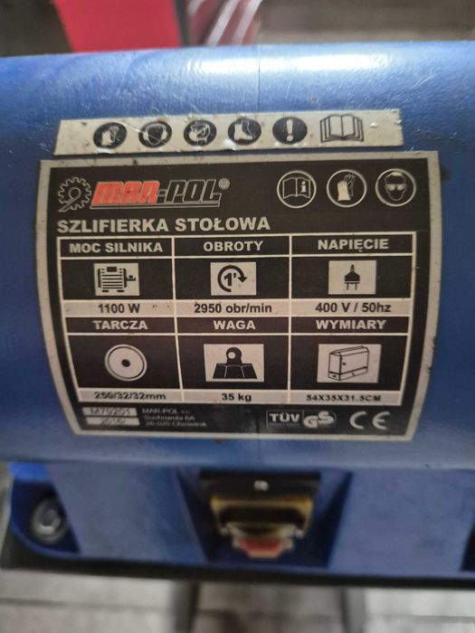Szlifierka stołowa 400V 1100W podstawa nowe tarcze