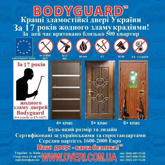 Кращі в Україні зламостійкі бронедвері BODYGUARD. Бронедвері 4+ класу.
