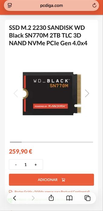 SSD M.2 2230 SANDISK WD Black SN770M 2TB TLC 3D NAND NVMe PCIe Gen 4.0x4