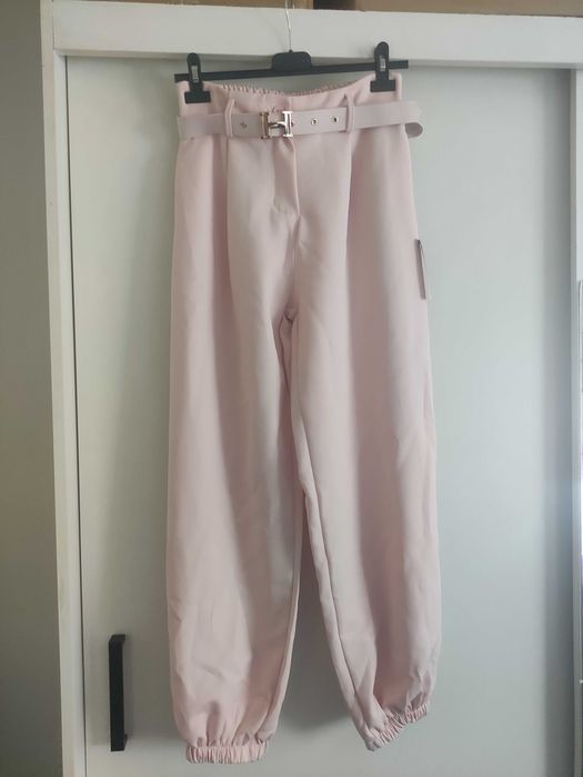 Pudrowe spodnie S M L Made in Italy