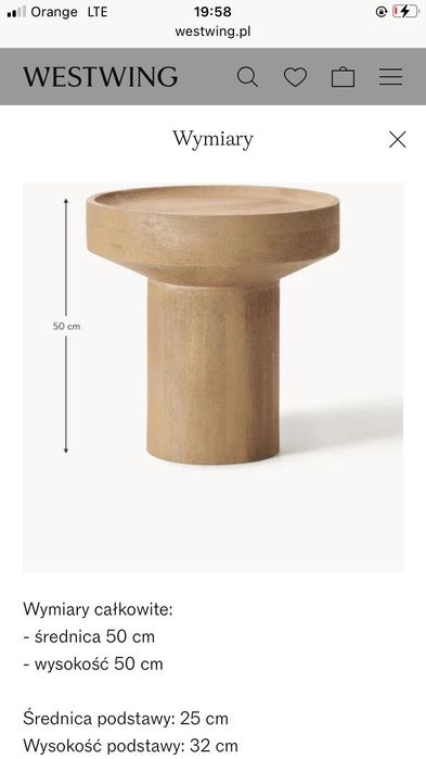 Drewniany stolik kawowy premium z drewna mango Westwing