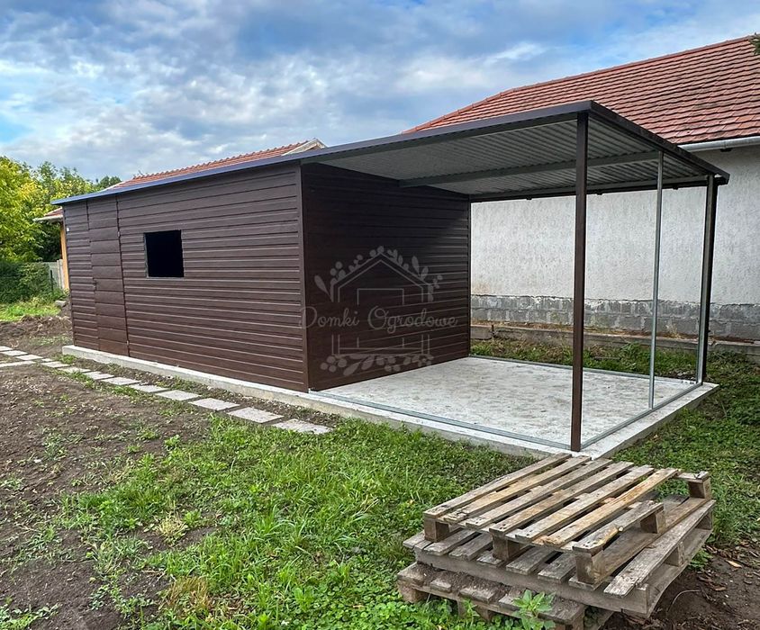 Schowek domek ogrodowy 6x3m - wiata 3m  dach spad w bok  ID1058