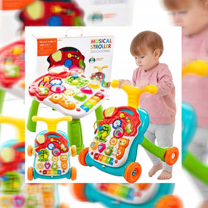 Chodzik pchacz interaktywny stolik 5w1 edukacyjny dla dziecka prezent