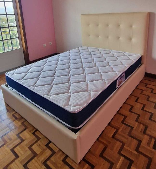 Camas de Casal Estofadas de Luxo 199€ Disp. em Várias Cores! 190x140m!