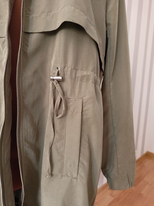 Parka kurtka M damska H&M lekka bez podszewki khaki