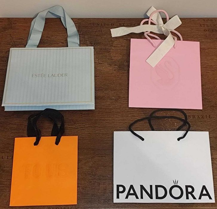 Zestaw 4 luksusowych toreb prezentowych Pandora Swarovski TOUS Estée Lauder