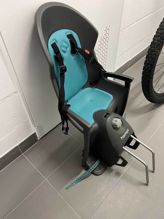 Cadeira Hamax para Bicicleta - Criança até 22 kg - Cinza/Turquesa