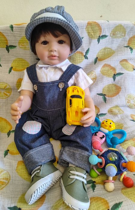 Лялька кукла пупс реборн  55 см хлопчик можна купати