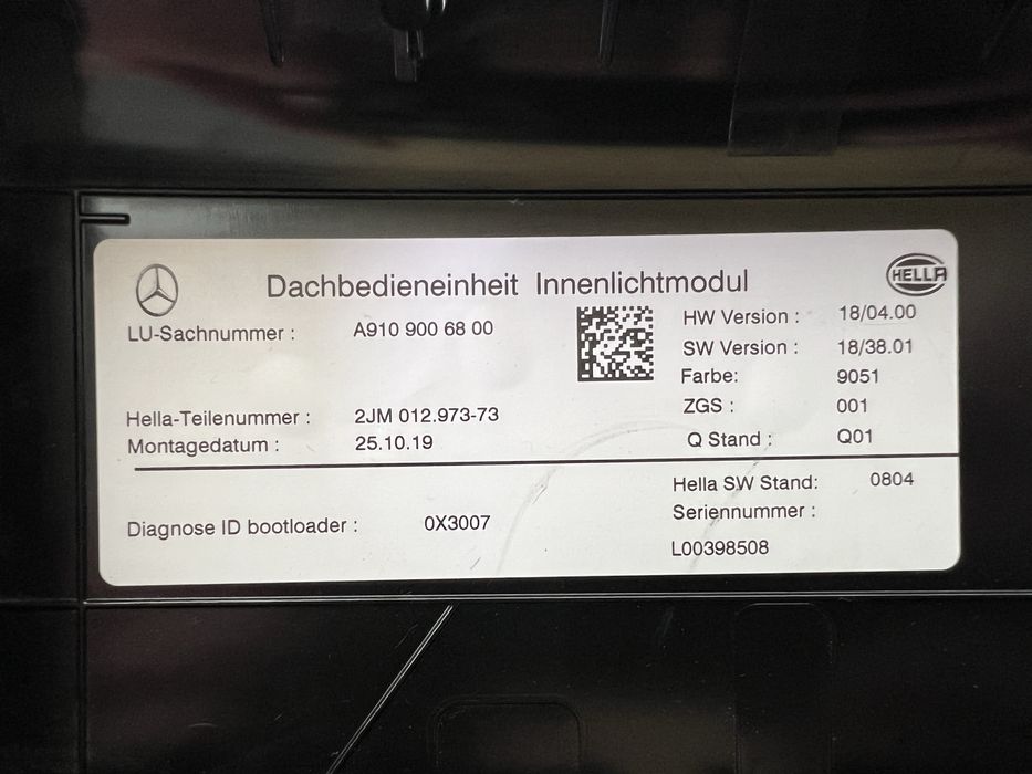 Плафон потолка лампа освещение салона Mercedes-Benz Sprinter W907 W910