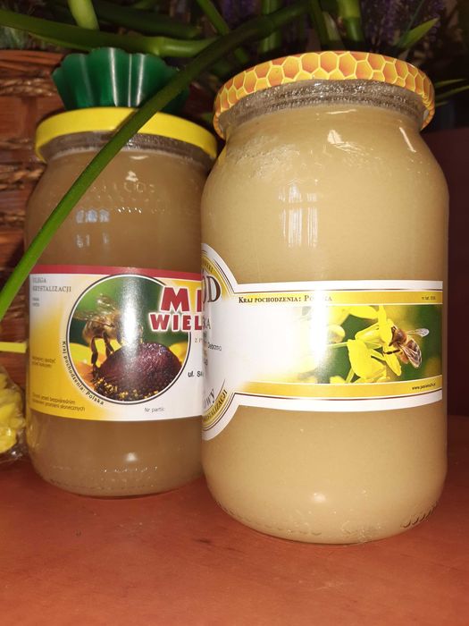 Świeży, tegoroczny miód duże sloiki