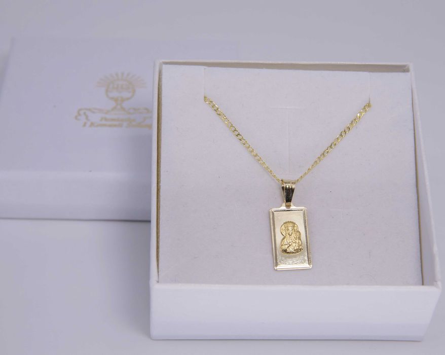 zestaw złota 585 łańcuszek + medalik 3,06g 45cm NOWY CHRZEST KOMUNIA