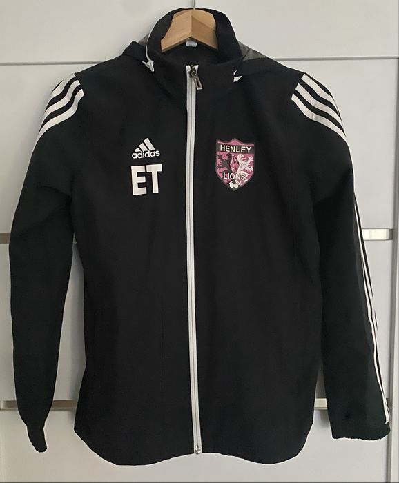 Czarna kurtka wiatrówka, sportowa, na deszcz, wiatr 11/12 lat Adidas