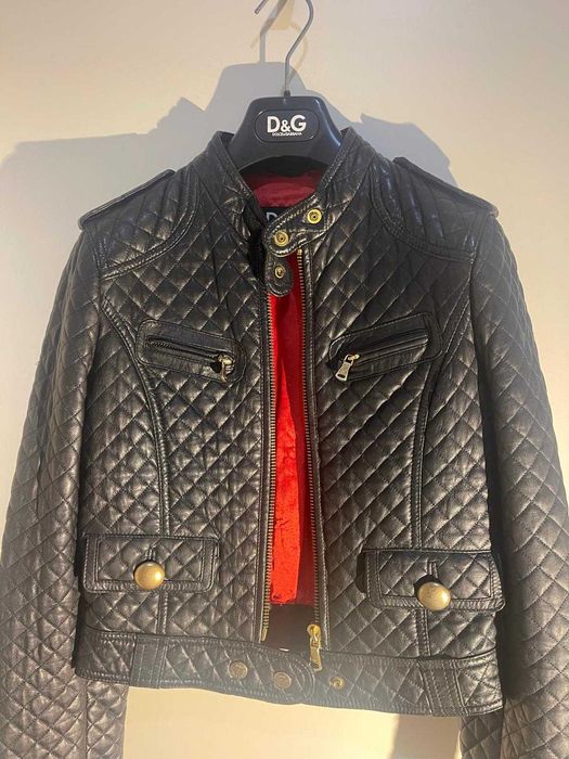 D&G original | Blusão de marca | pele verdadeira | cor preta | Novo