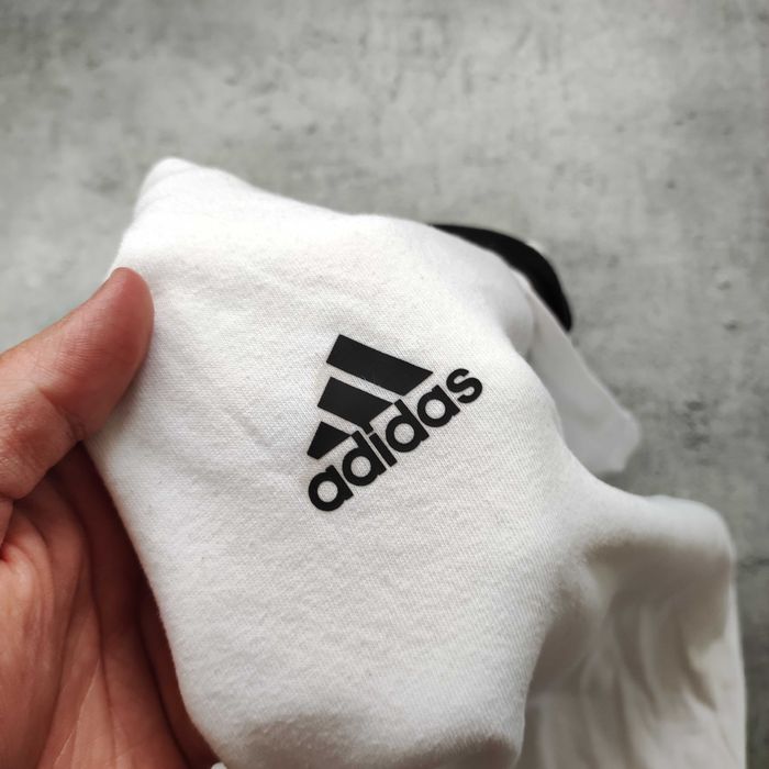 MĘSKA Koszulka Bawełna PREMIUM Biała Adidas 3 Paski Logo Sportswear