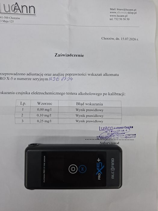Alkomat Alcofind PRO X 5 jak nowy z kalibrowany