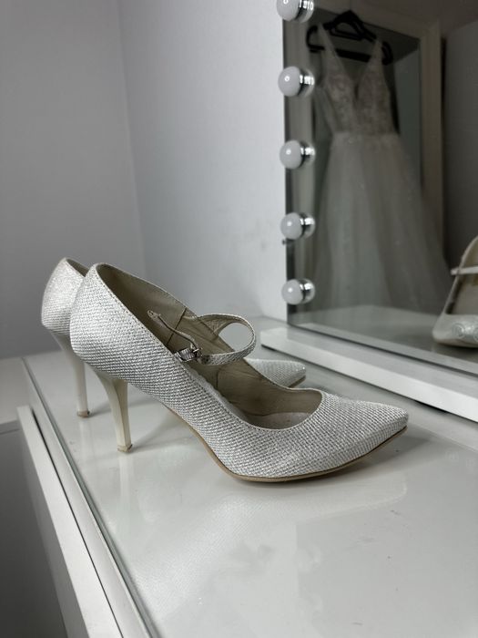 Buty ślubne buty do ślubu szpilki brokatowe