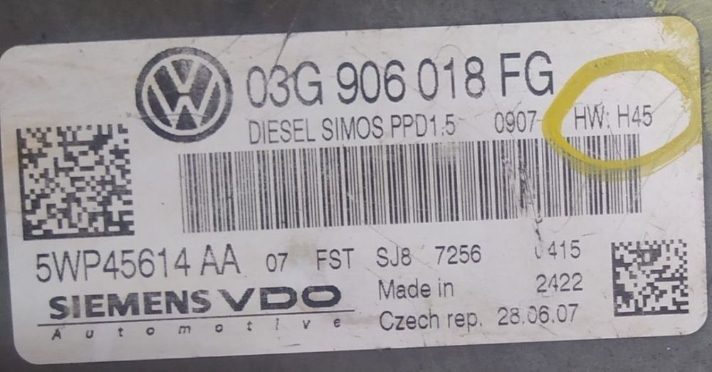 CENTRALINA Vw passat 2.0TDI SIEMENS VDO 5WP45614 AA / 03G906018FG /