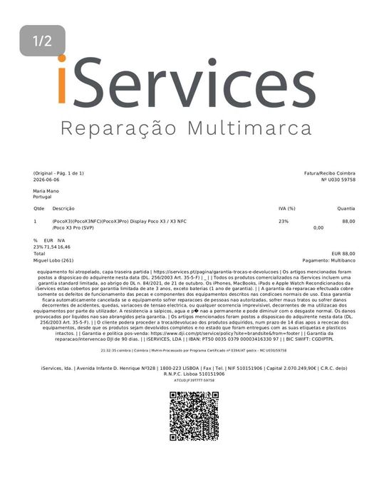 Ecran novo de telemóvel POCO X3 Pro