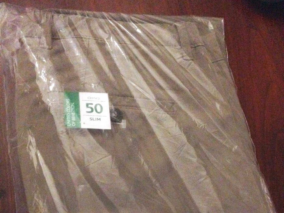 Calças chinos Benetton slim beige/tortora
