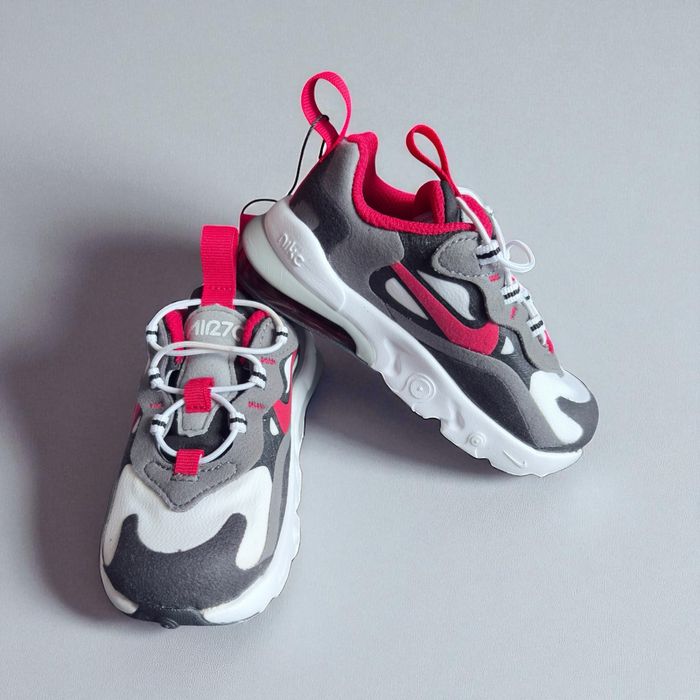 Nike Air Max 270 React Junior – szaro-różowe sneakersy, r. 23,5 (EU)