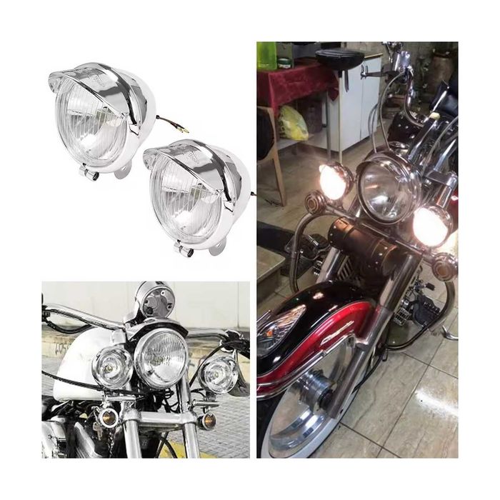 Par faróis auxiliares universais nevoeiro cromados chopper