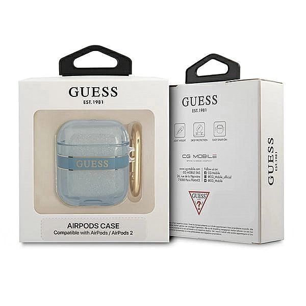 Etui Guess Strap Collection na AirPods 1/2 - niebieskie