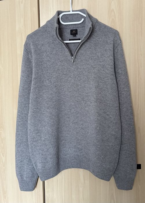 Вовняний сірий светр на блискавці cos стиль