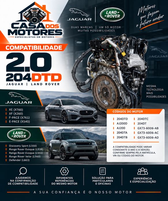 Motor Jaguar Land Rover 2.0 Diesel 204DTD AJ200D 12 Meses Garantia
