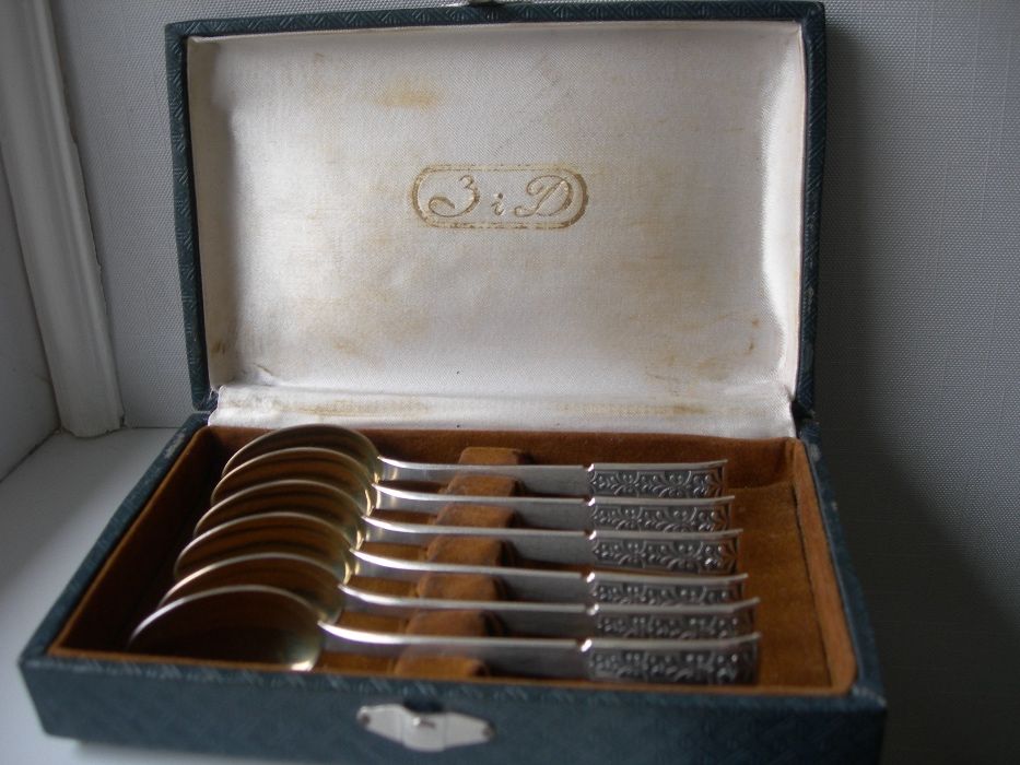 Чайные ложки, серебро, 875, позолота, новые