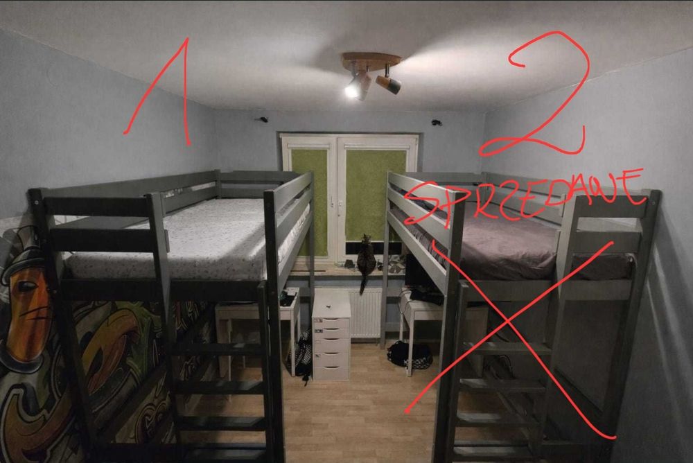 Łóżko antresola "TADEK" grafit 90x200