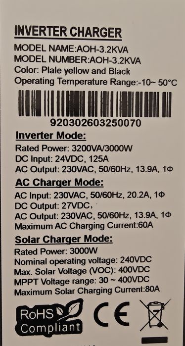 Inversor solar hibrido 24v