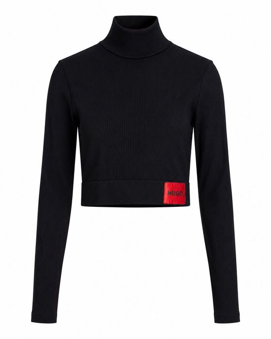 HUGO Hugo Boss – czarny crop golf długi rękaw minimalistyczny premium