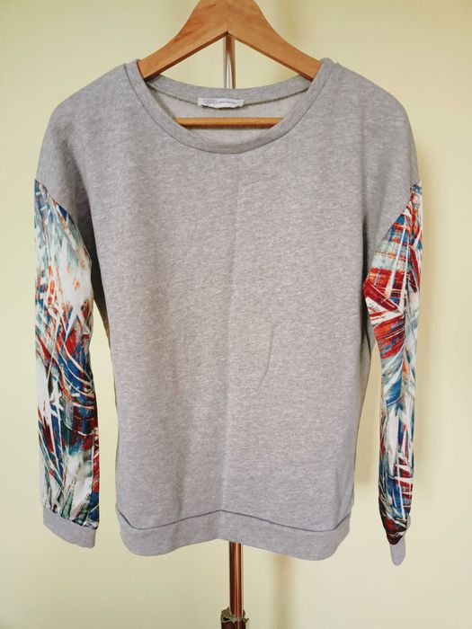 Bluza szara, odmienne kolorowe rękawy, Glamorous, rozm. S
