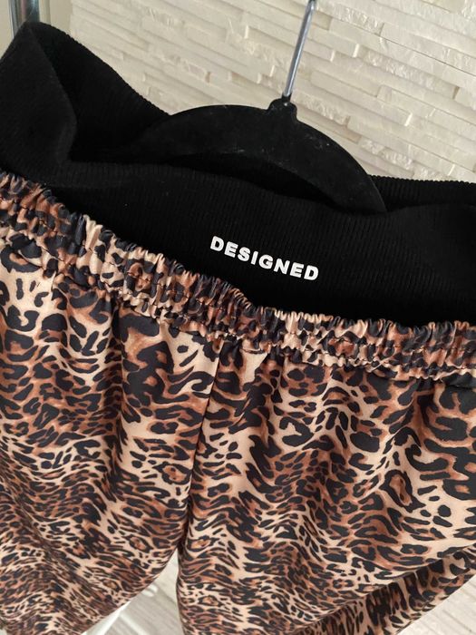 Aszmi Style nowy dres set spodnie wysoki stan top prążek cętki