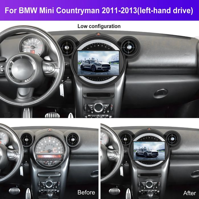 Rádio Android Mini Countryman 2011-13 CarPlay 4/64GB GPS WiFi BT NOVO