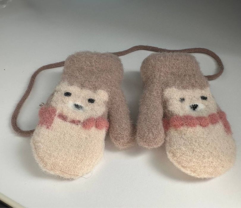 Теплые зимние варежки рукавички детские перчатки