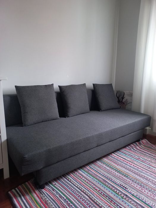 Sofá-cama 3 lugares cinza escuro NEGOCIÁVEL