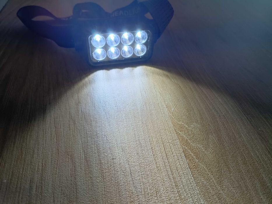 Nowa Mocna latarka czołowa 8x LED czujnik ruchu 5 opcji
