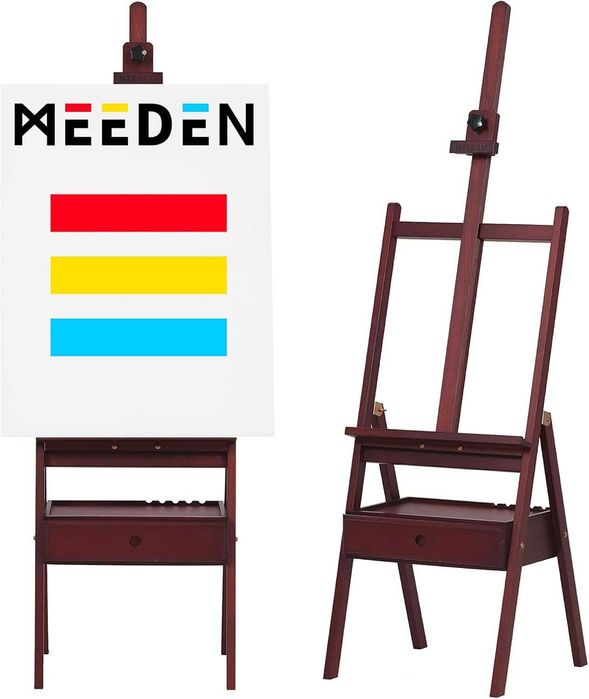 Sztaluga Studyjna MEEDEN H-Frame z Szufladą Regulowana Deep Walnut